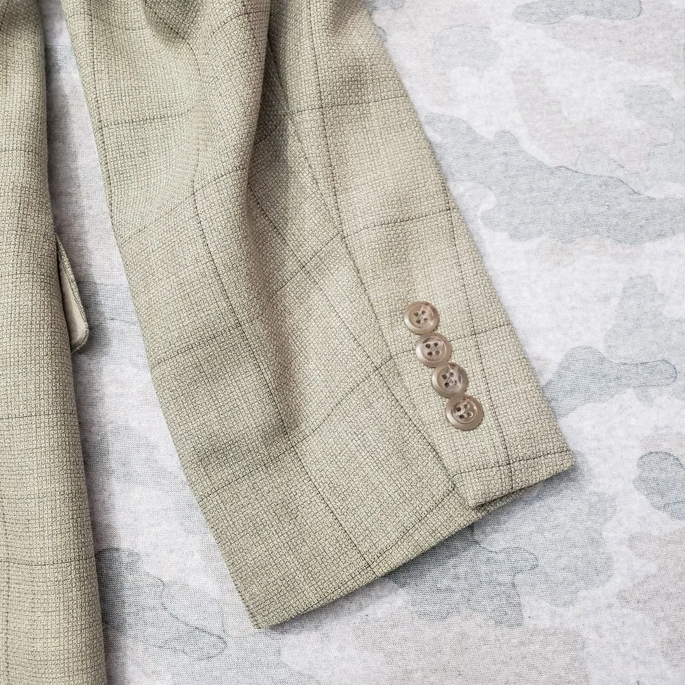 Pronto Uomo Blazer Mens 44R Green Three Button Zignone Merino Wool Check
